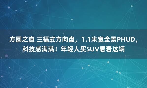 方圆之道 三辐式方向盘，1.1米宽全景PHUD，科技感满满！年轻人买SUV看看这辆